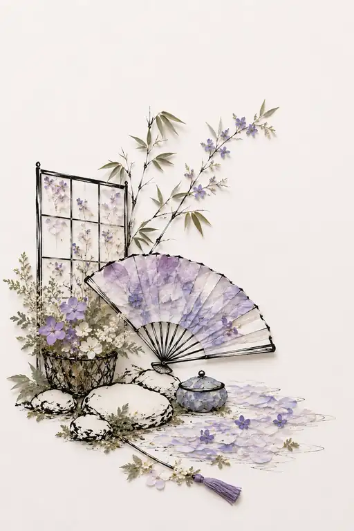 Lavender Folding Fan in the Quiet Alcove