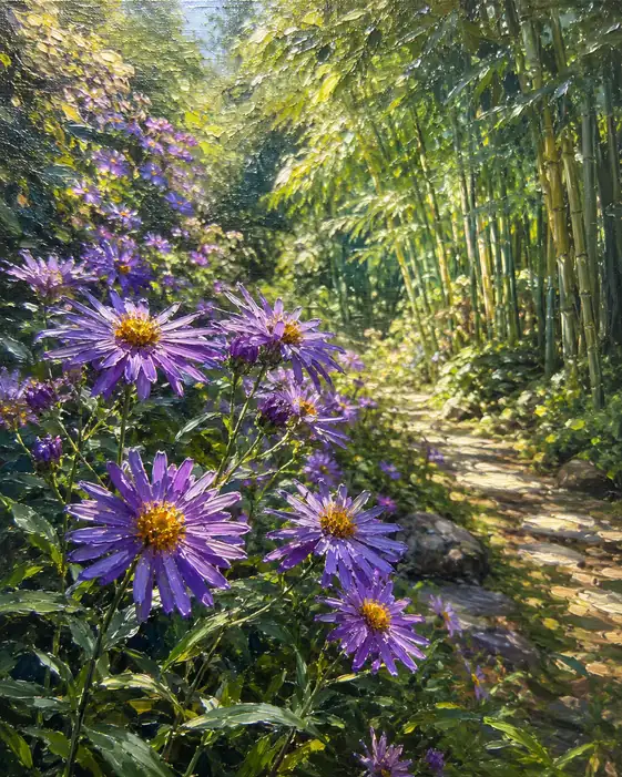 Sunlit Path in the Whispering Grove