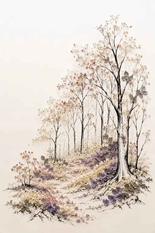 Path of Blossoms in the Birch Grove