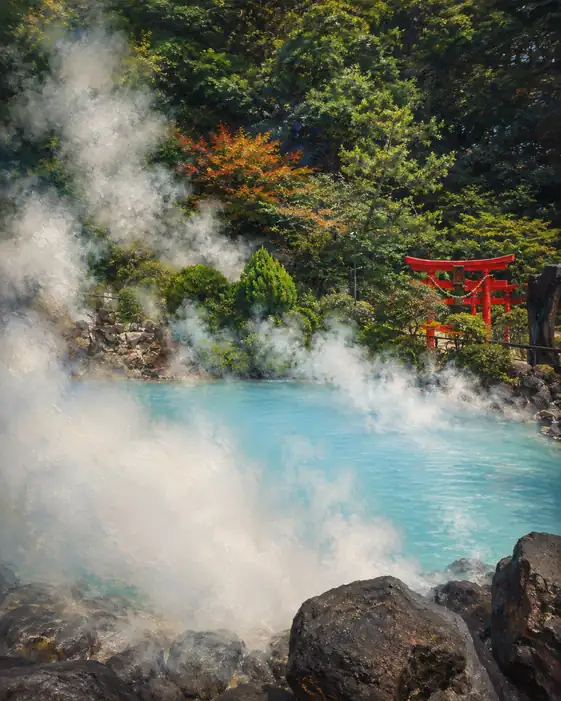 Thermal Mist Rising by the Crimson Torii