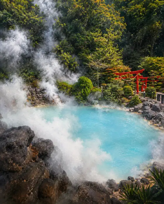 Rising Steam Over the Turquoise Hot Spring