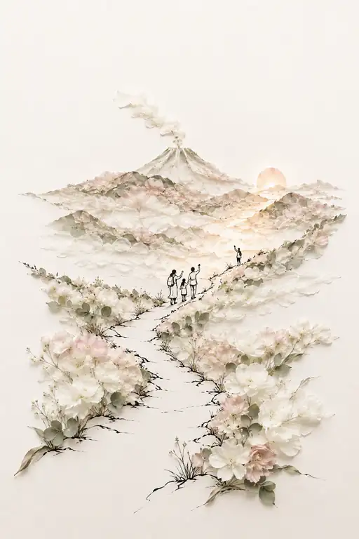 Ascent Towards the Sunlit Peak