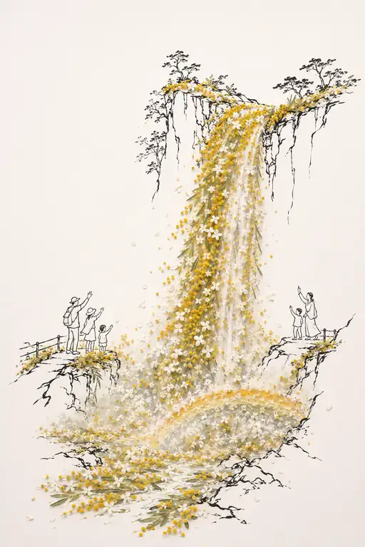 Golden Cascade of Spring Gladness