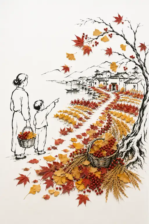 Autumn Harvest Along the Village Path