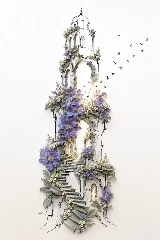 Spiral of Petals on the Ancient Bell Tower