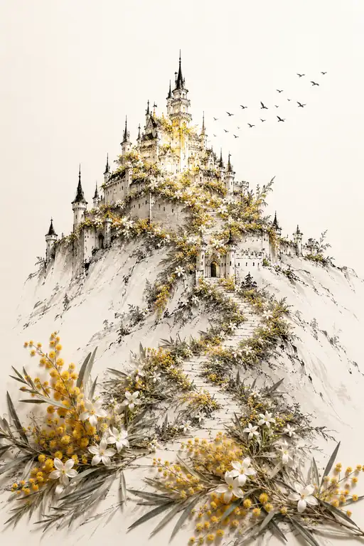 The Golden Citadel in the Morning Clouds