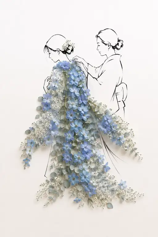 A Mother's Blessing in Azure Folds