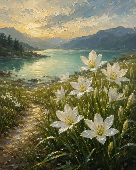 Twilight Lake and Silent Lilies