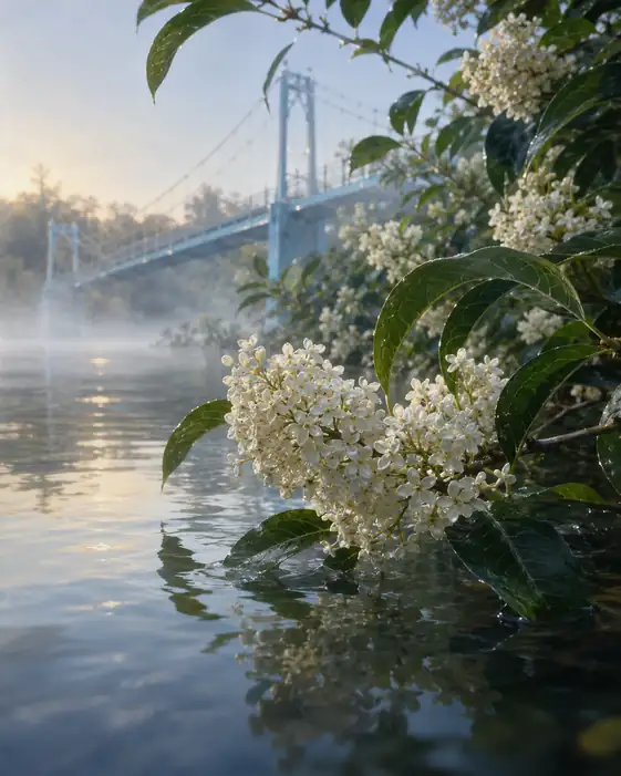 Morning Crossing in the River Mist