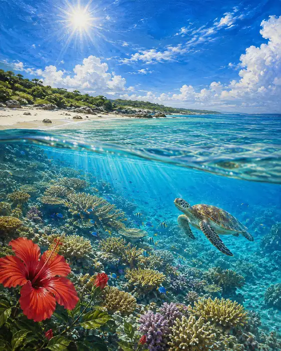 Where the Tide Meets the Crimson Bloom