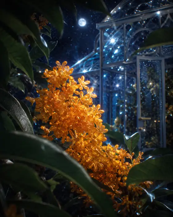 Amber Bloom Beneath the Midnight Glass