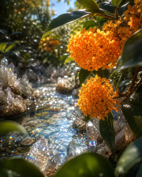 Twin Blooms Above the Crystal Brook