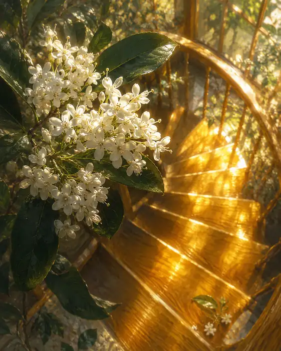Spiral of Amber and White Petals
