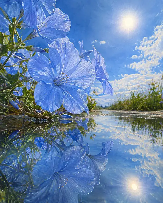 Azure Reflections in the Water Mirror