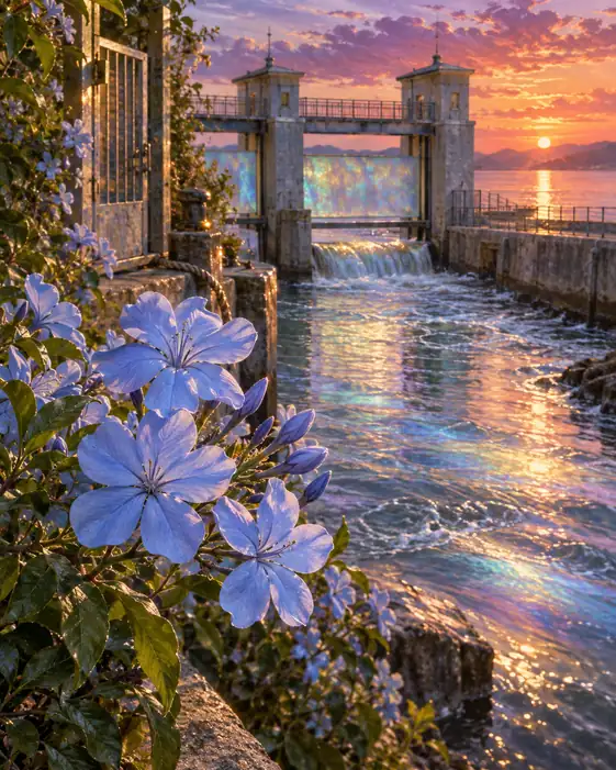 Sluice Gate in the Evening Glow