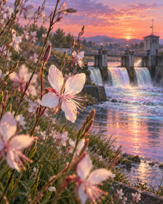 Rainbow Mist at the Sunset Weir