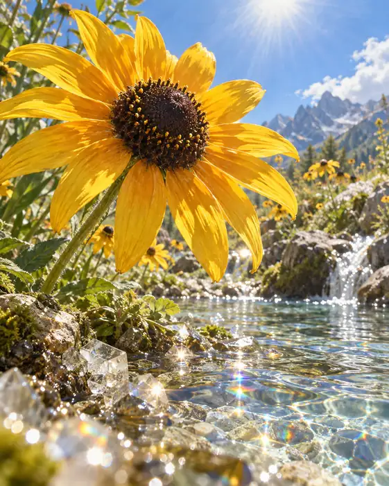 Alpine Stream and Sparkling Crystals