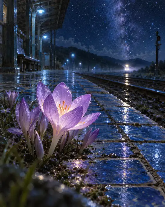 Midnight Express and Glowing Crocuses
