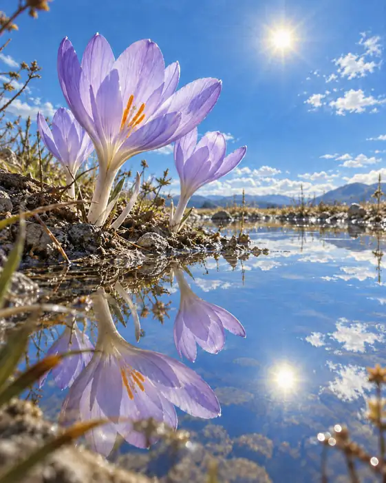 Reflection of Crocus and Sun