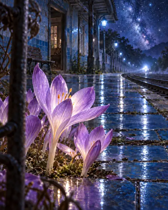 Platform of Stars and Glowing Crocuses