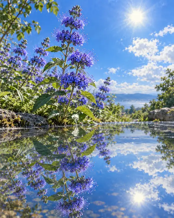 Caryopteris Reflected in the Sky Mirror