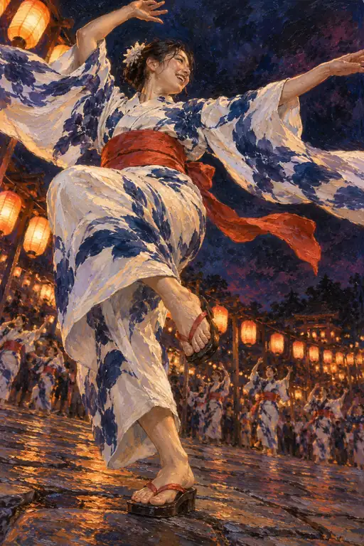Night Festival Bon Dance in Yukata