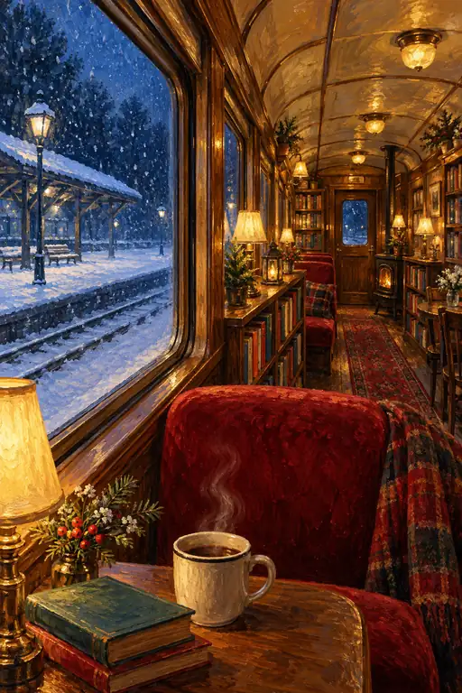 Warmth Rekindled in a Snowy Night's Library