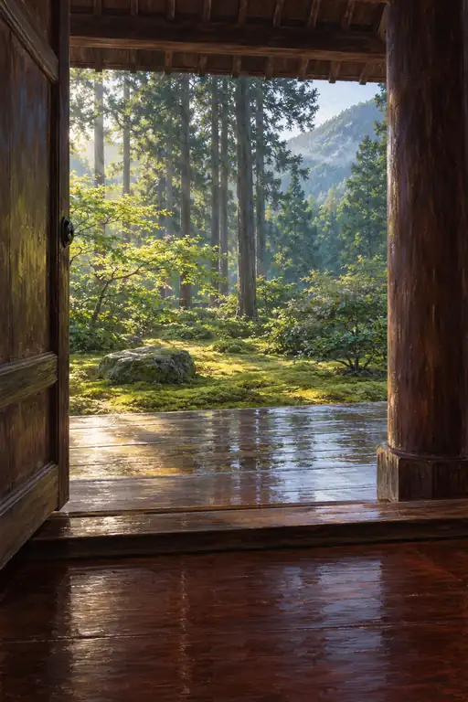 Green Shadows on Polished Wood