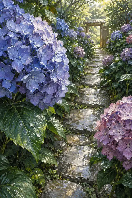 Raindrop Jewels on the Garden Path