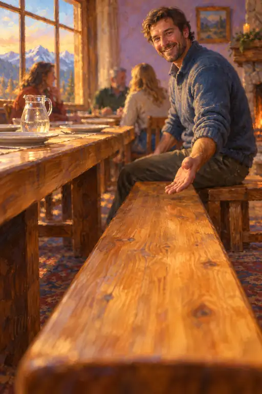 A Seat by the Hearth as the Alpine Dusk Falls