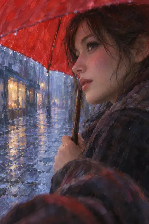 紅い傘に宿る雨の記憶