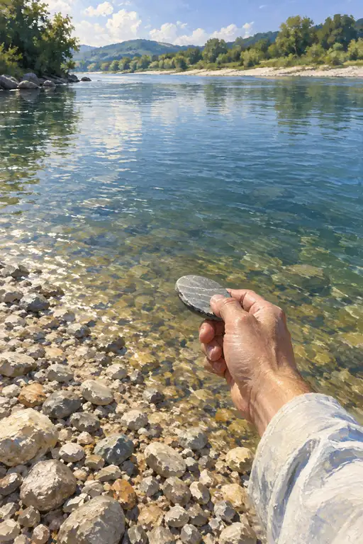 水切りを待つ碧き水面