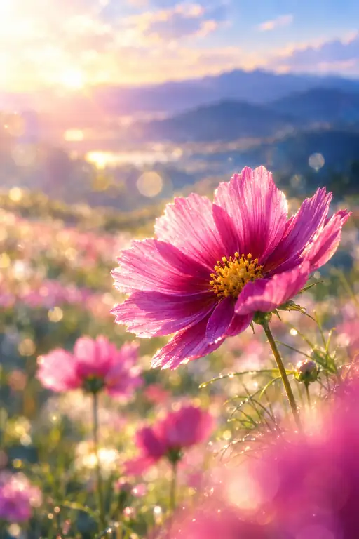 Dawn Over the Cosmos Meadow