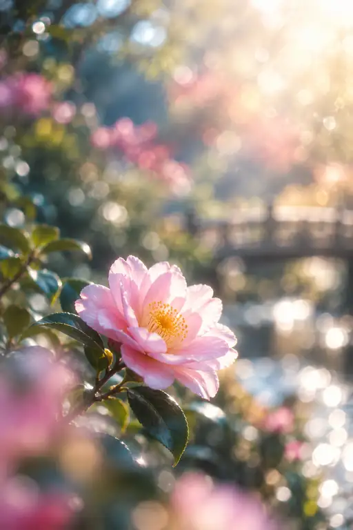 Camellia Beside the Arched Bridge