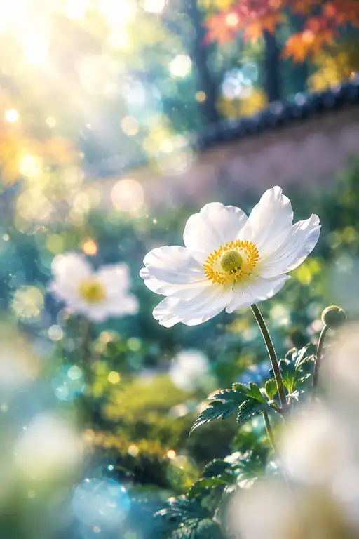 White Anemone in the Temple Sunbeams