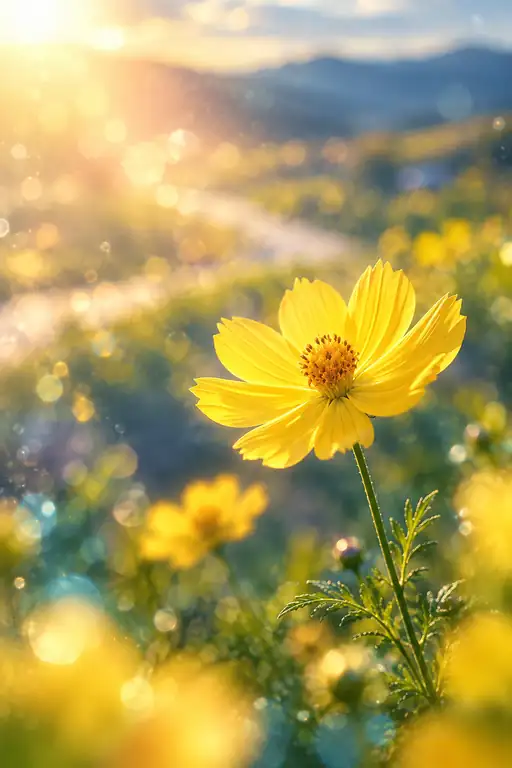 Sunlit Bloom on the Rolling Hills