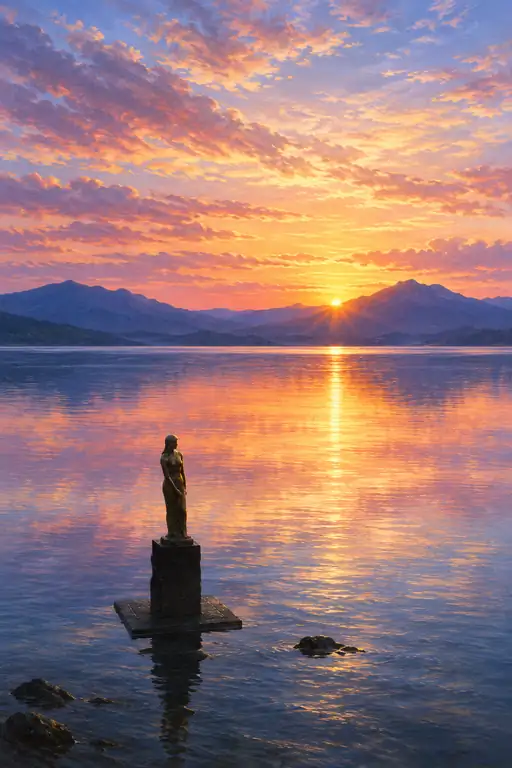 Maiden Gilded by the Sunset Waters