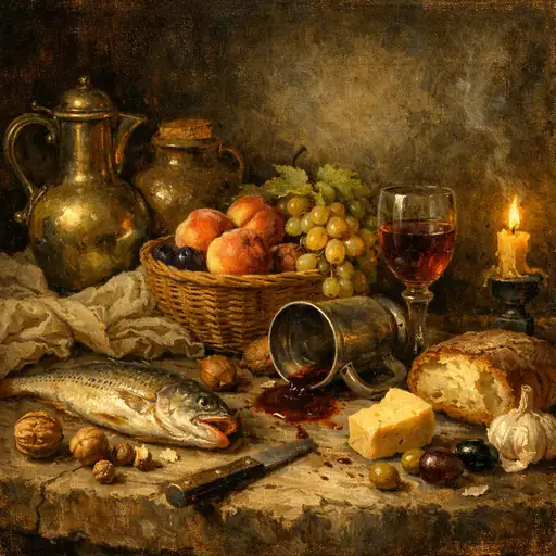 Fish, Fruit, and Spilled Wine
