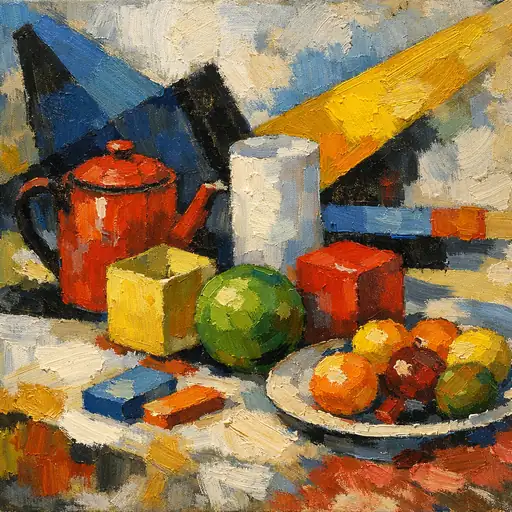 Echoes of a Quiet Afternoon: The Pitcher and Scattered Fruit