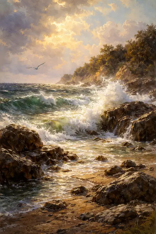 Eternal Clash of Sea and Stone