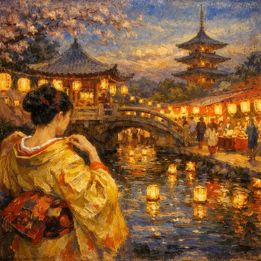 Golden Reverie Beneath the Spring Lanterns