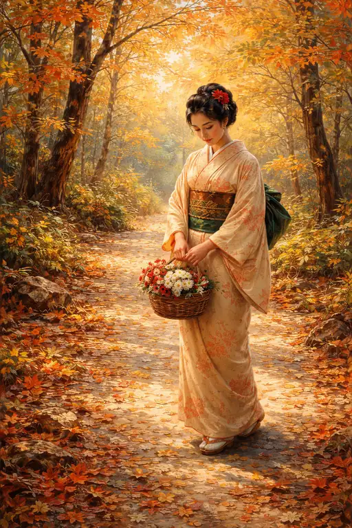 燃えゆる紅葉に抱かれて、静寂が紡ぐ秋の追憶