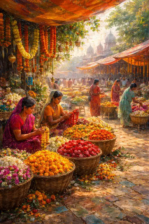 Sunlit Petals of the Morning Bazaar