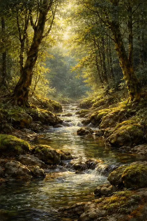 Sunlit Serenade of the Secret Brook