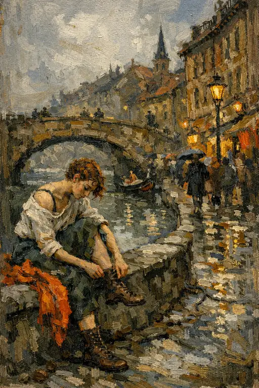 Solitude Under the Amber Rain
