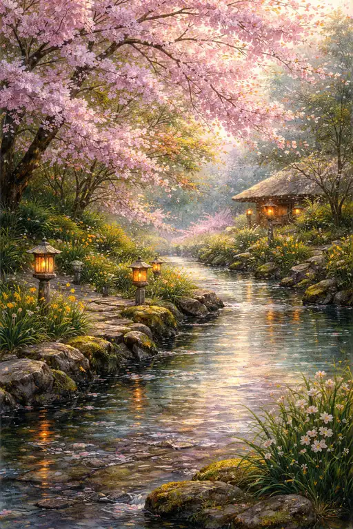 夕霞と桜のまほろば