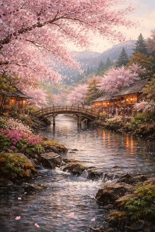 Blossoms Over the Quiet Stream