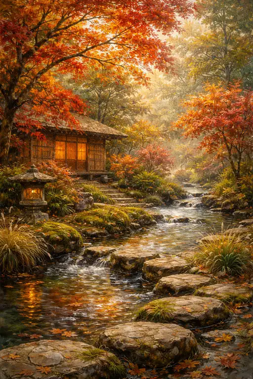 古き庭の紅葉
