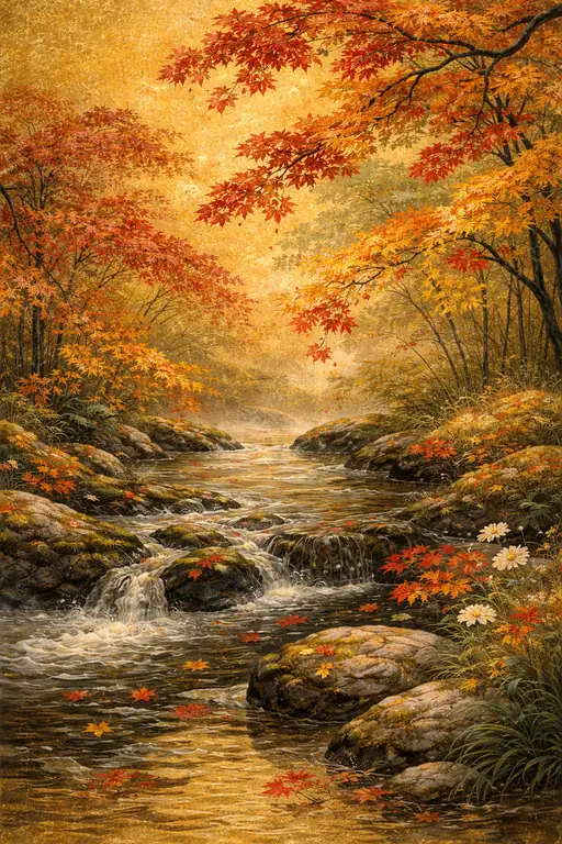 Golden Flow Through the Rocks
