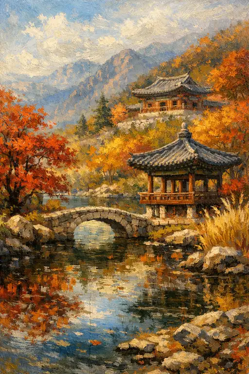 橋上を舞う秋の炎